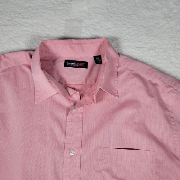 Roundtree & Yorke Other - Roundtree & Yorke TravelSmart Shirt Mens XXL Pink Long Sleeve Texture Pocket